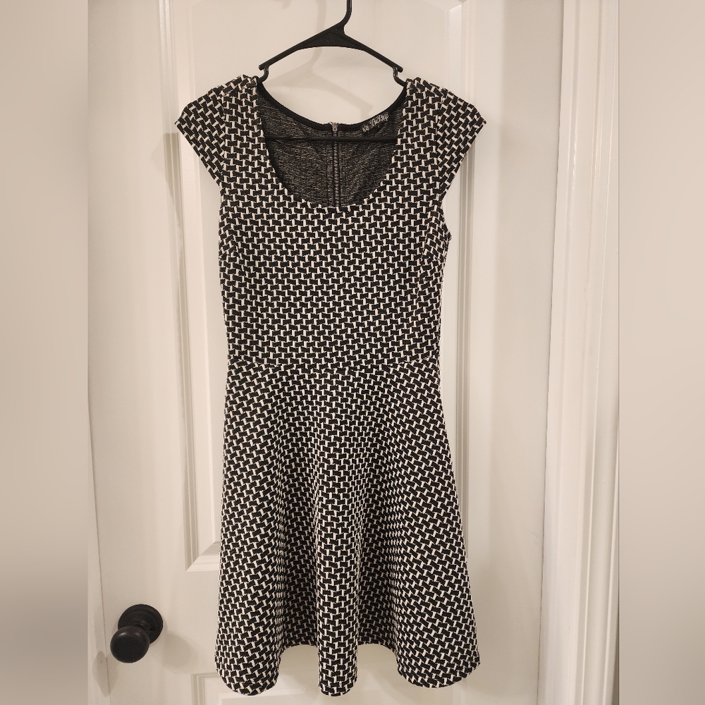 Black with White Print Dress
